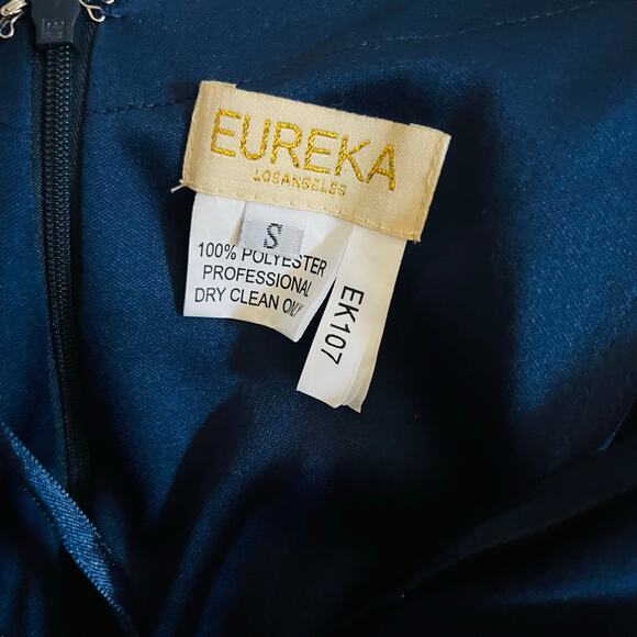 Eureka Glittery Side Split Draped Off Shoulder Maxi Dress Size S Small Navy - Picture 5 of 8